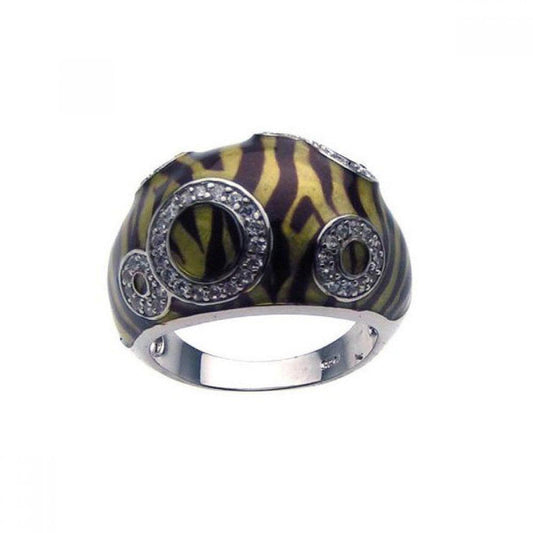 Sterling Silver 925 Rhodium Plated Clear CZ Tiger Stripes Ring Band Sizes 5-9