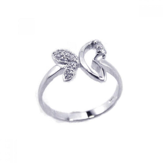Sterling Silver 925 Rhodium Plated Clear CZ Butterfly Ring Band Sizes 5-9