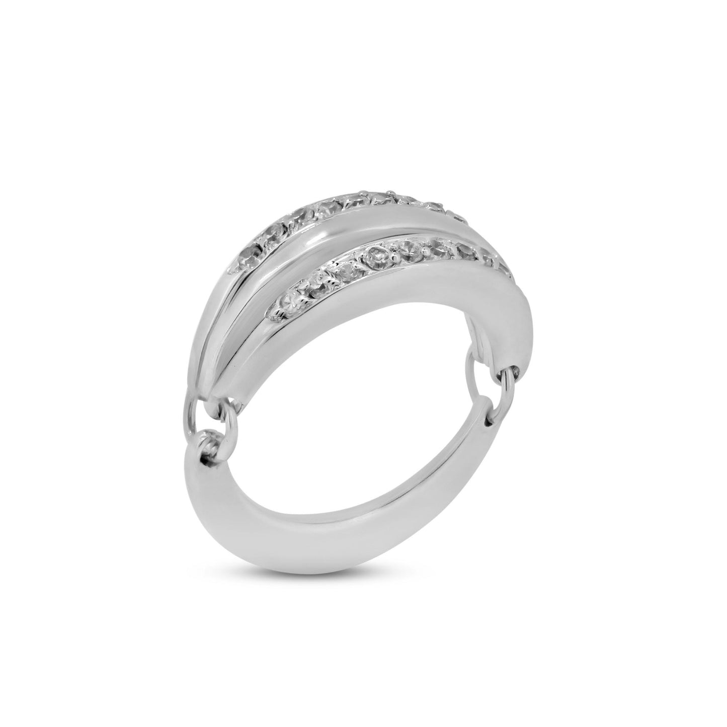 Sterling Silver 925 Rhodium Plated Clear CZ Movable Band Ring Sizes 5-9