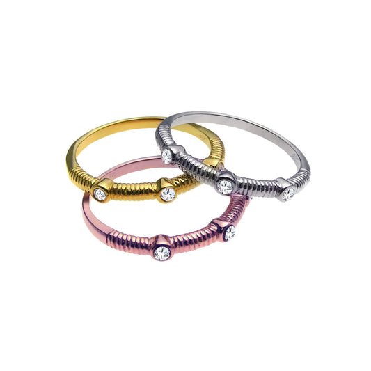 Sterling Silver 925 Rhodium Gold Rose Plated CZ Stackable Ring Set Sizes 5-9