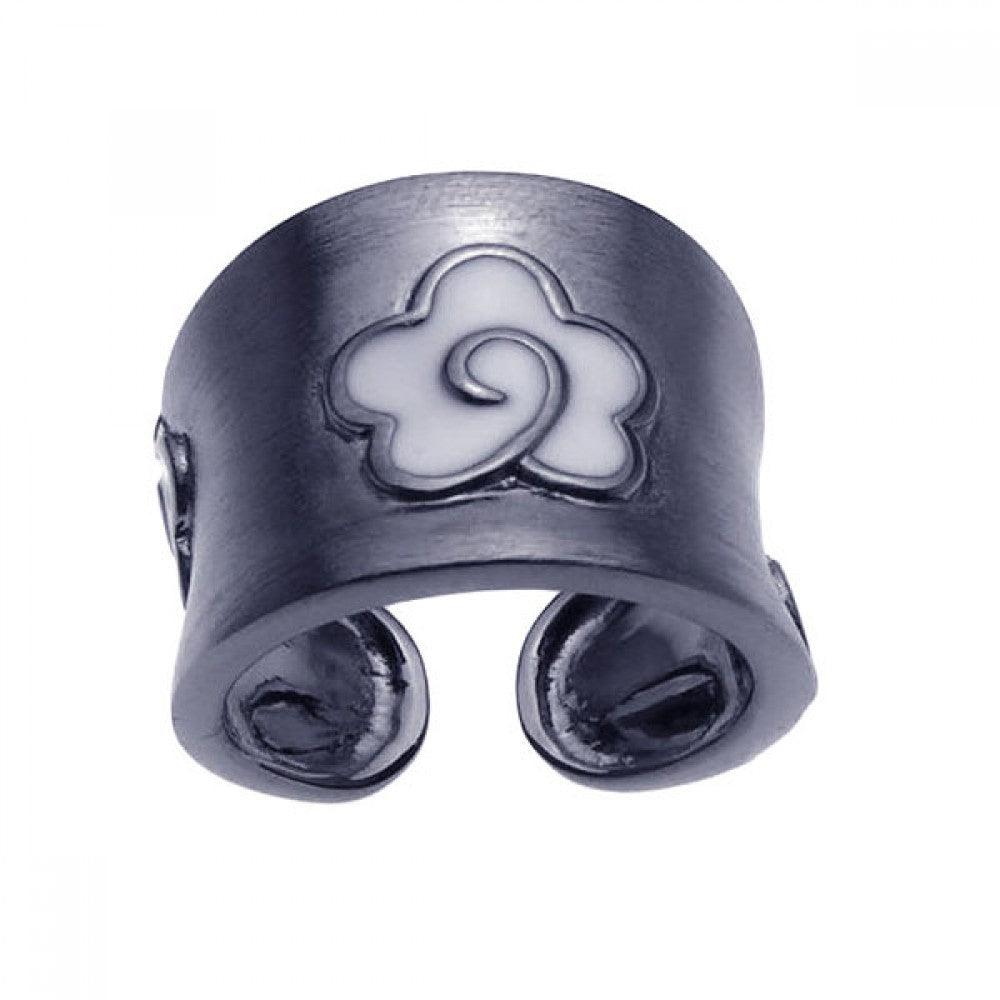 Sterling Silver 925 Rhodium Plated Matte Finish Flower Ring Band Sizes 5-9