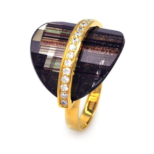 Sterling Silver 925 Gold Plated Clear CZ Sandstone Coctail Ring Sizes 5-9