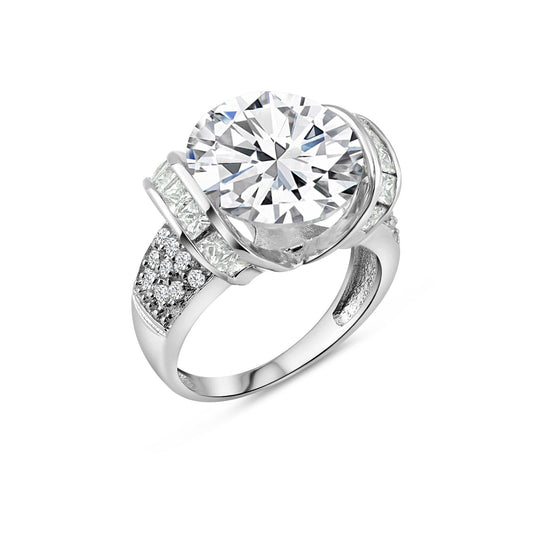 Sterling Silver 925 Rhodium Plated Clear Baguette CZ Bridal Ring Band Sizes 5-9