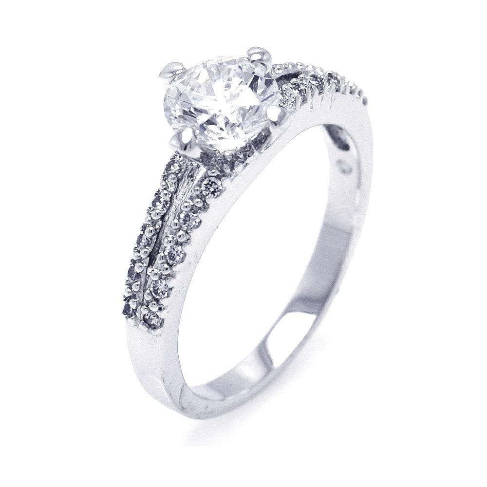 Sterling Silver 925 Rhodium Plated Round Center CZ Bridal Ring Sizes 5-9