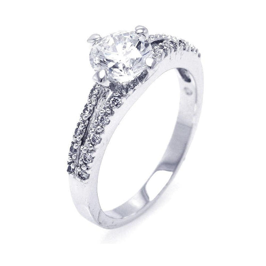 Sterling Silver 925 Rhodium Plated Round Center CZ Bridal Ring Sizes 5-9