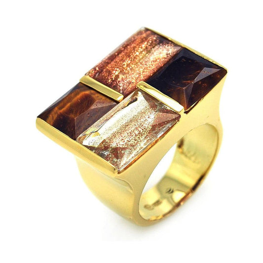 Sterling Silver 925 Gold Plated Multi Colored Square Cocktail Ring Sizes 5-9