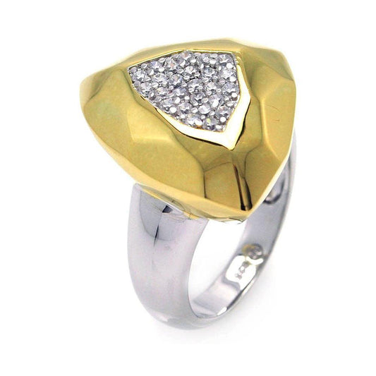 Sterling Silver 925 Rhodium Gold Plated Clear CZ Hammered Ring Band Sizes 5-9