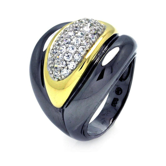 Sterling Silver 925 Rhodium Black Rhodium Gold Plated Clear CZ Ring Sizes 5-9