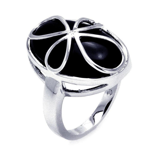 Sterling Silver 925 Rhodium Plated Black Onyx Script Cross Ring Band Sizes 5-9