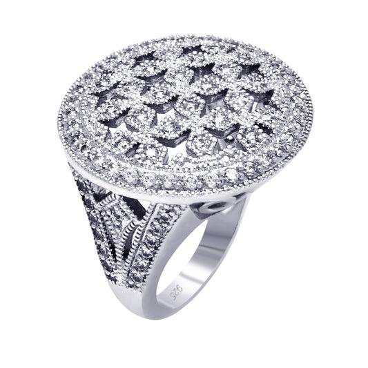 Sterling Silver 925 Rhodium Plated Clear Cluster CZ Cross Out Ring Sizes 5-9