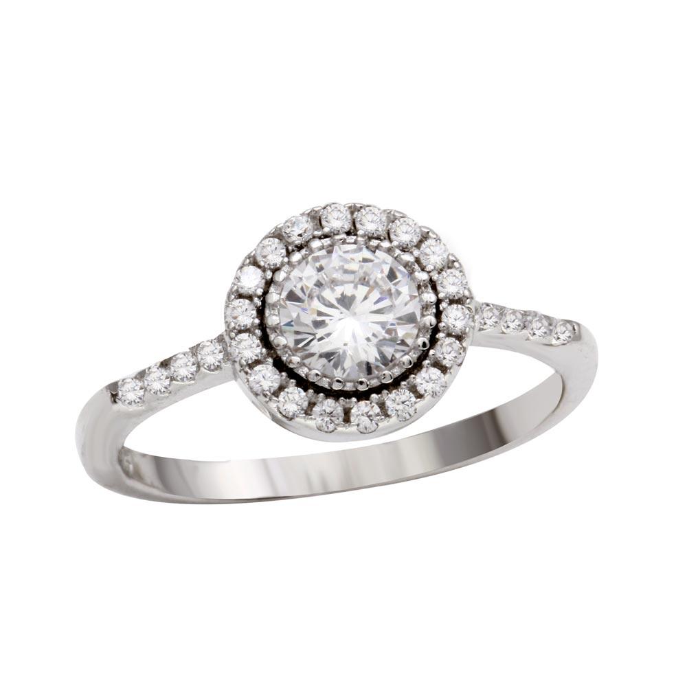 Sterling Silver 925 Rhodium Plated Clear Cluster CZ Bridal Ring Band Sizes 5-9