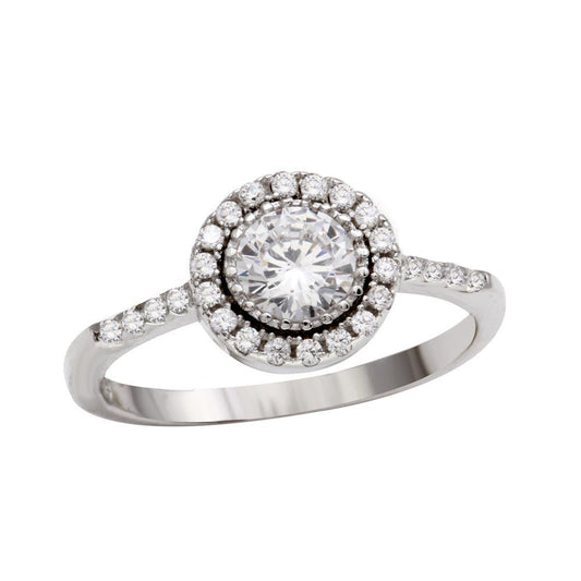 Sterling Silver 925 Rhodium Plated Clear Cluster CZ Bridal Ring Band Sizes 5-9