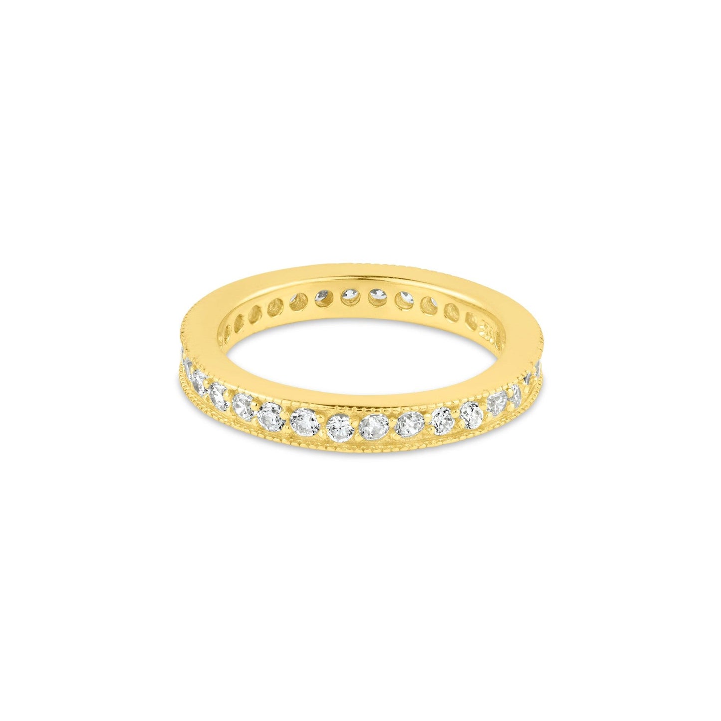 Sterling Silver 925 Gold Plated Clear CZ Stackable Eternity Ring Band Sizes 5-9