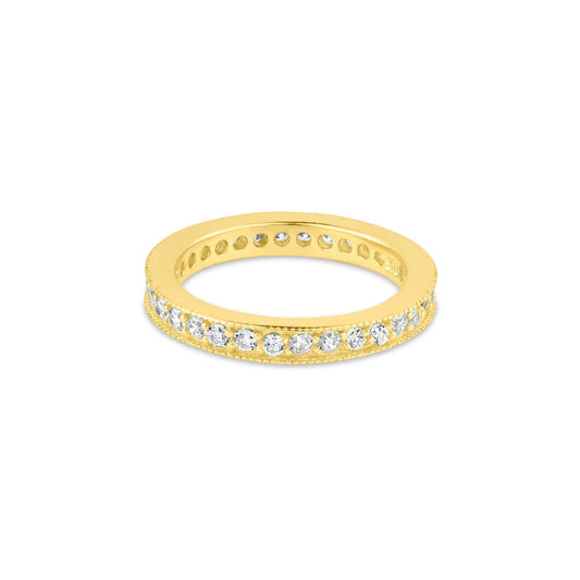 Sterling Silver 925 Gold Plated Clear CZ Stackable Eternity Ring Band Sizes 5-9