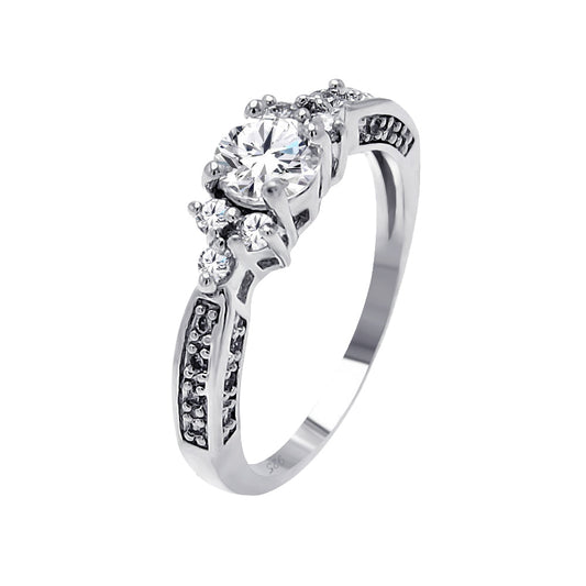 Sterling Silver 925 Rhodium Plated Clear Round Center CZ Bridal Ring Sizes 5-9