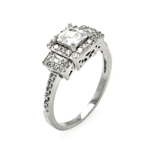 Sterling Silver 925 Rhodium Plated Clear Baguette CZ Bridal Ring Band Sizes 5-9