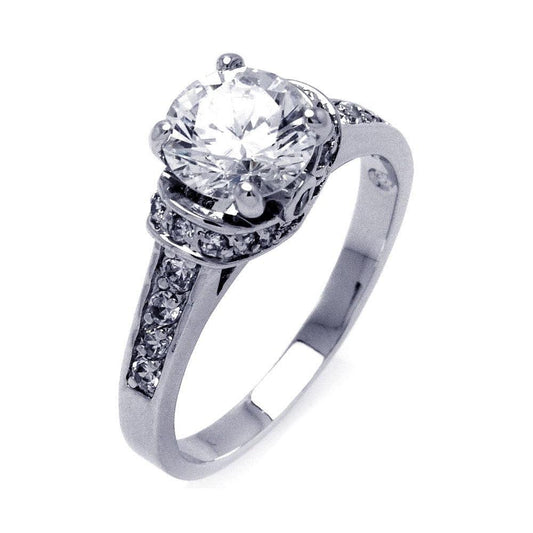 Sterling Silver 925 Rhodium Plated Clear Round CZ Bridal Ring Band Sizes 5-9