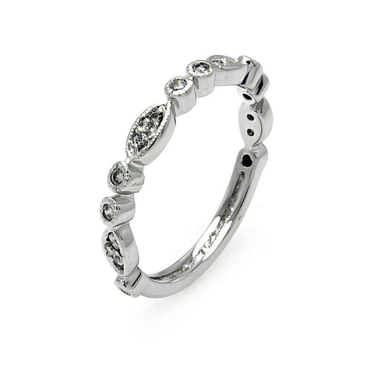 Sterling Silver 925 Rhodium Plated Clear CZ Marquise Round Shaped Ring Sizes 5-9