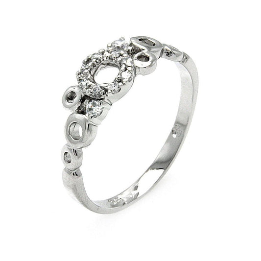 Sterling Silver 925 Rhodium Plated Clear CZ Open Bubbles Ring Band Sizes 5-9