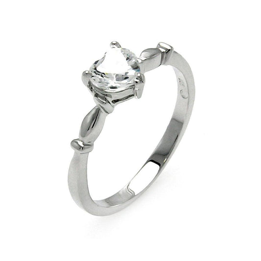 Sterling Silver 925 Rhodium Plated Heart Clear CZ Bridal Ring Band Sizes 5-9