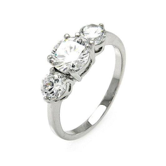 Sterling Silver 925 Rhodium Plated Clear Square & Round Sides CZ Ring Sizes 5-9