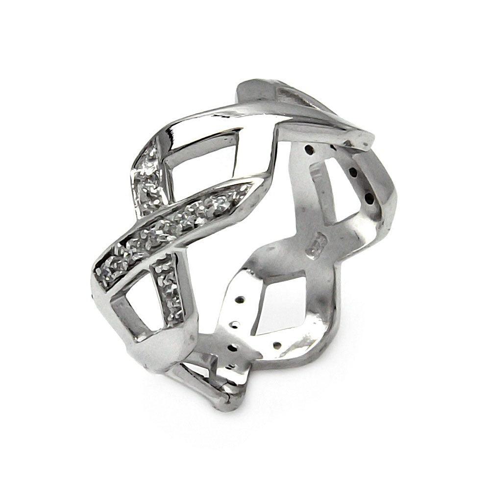 Sterling Silver 925 Rhodium Plated Eternity X Clear CZ Love Ring Sizes 5-9