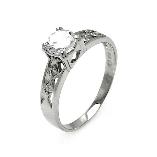 Sterling Silver 925 Rhodium Plated Clear CZ Diamond-Shaped Bridal Ring Sizes 5-9