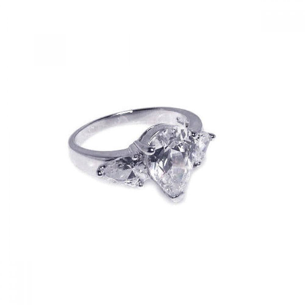 Rhodium Plated Sterling Silver 925 Triple CZ Fashion Ring Band Sizes 5-9