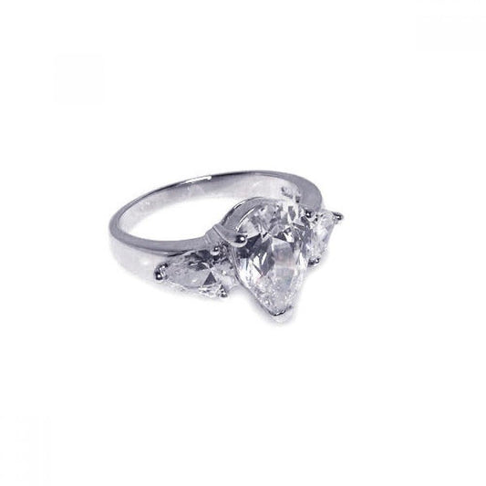 Rhodium Plated Sterling Silver 925 Triple CZ Fashion Ring Band Sizes 5-9
