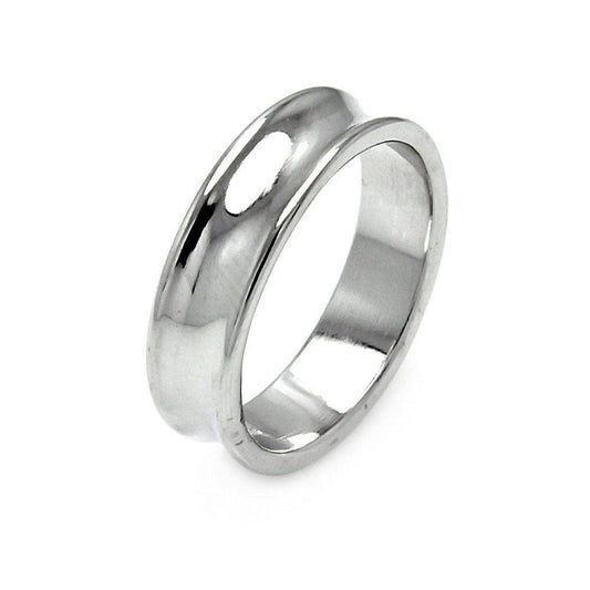 Rhodium Plated Sterling Silver 925 High Polished Border Ring Band Sizes 5-7