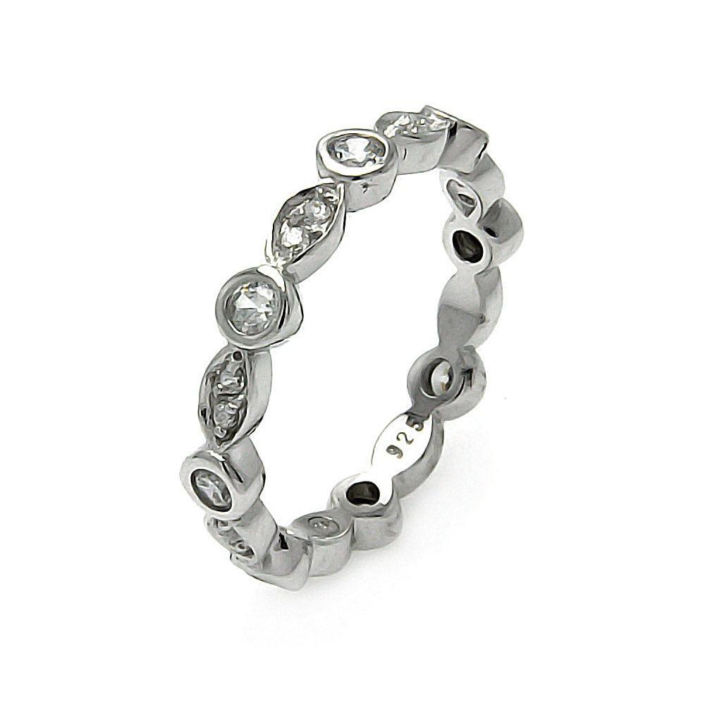 Sterling Silver 925 Rhodium Plated Clear CZ Stackable Eternity Ring Sizes 5-9