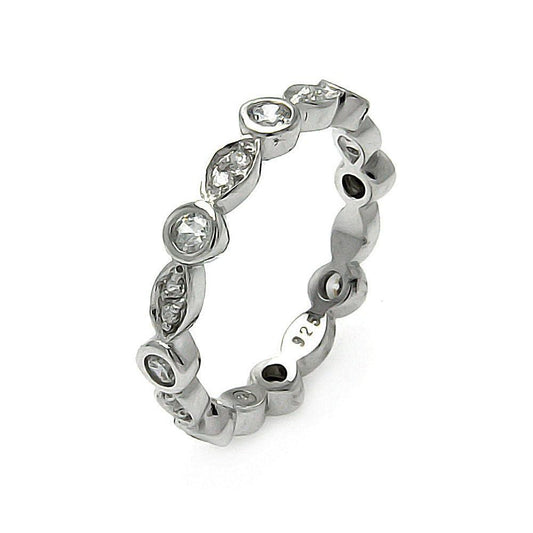 Sterling Silver 925 Rhodium Plated Clear CZ Stackable Eternity Ring Sizes 5-9