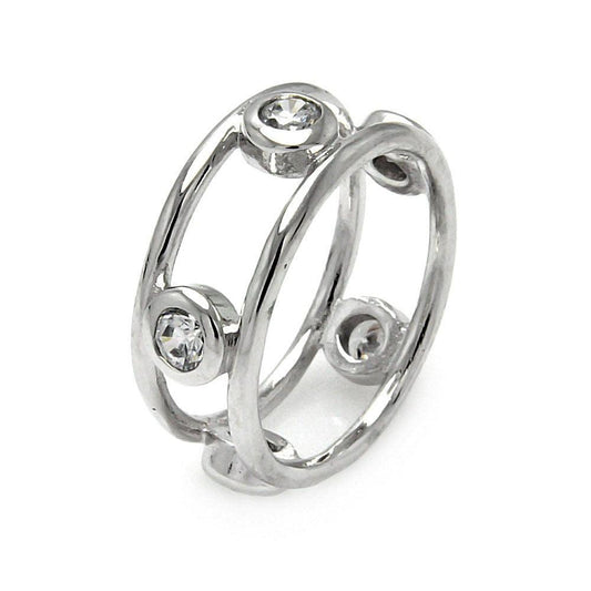 Rhodium Plated Sterling Silver 925 Clear CZ Eternity Ring Band Sizes 5-9
