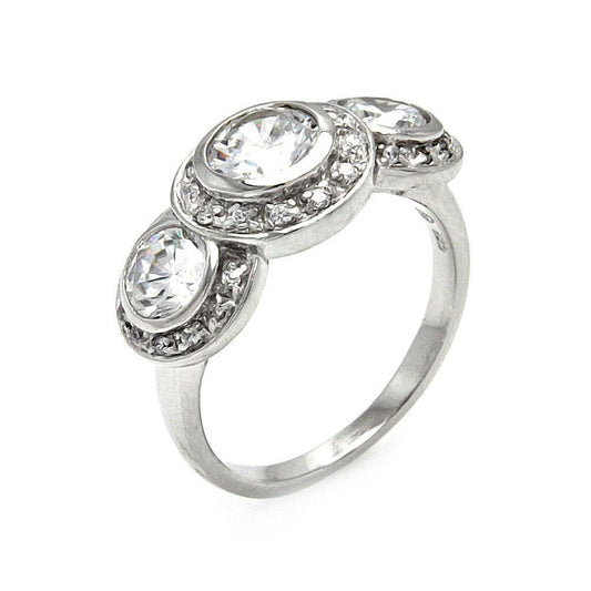 Sterling Silver 925 Rhodium Plated CZ Past Present Future Ring Sizes 5-10
