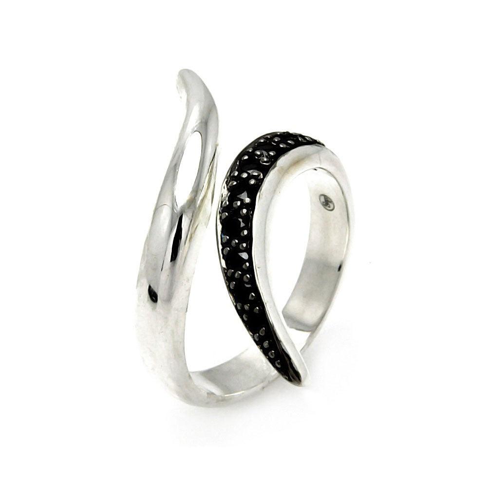 Sterling Silver 925 Black Rhodium Plated Black CZ Ring Fashion Band Sizes 5-9