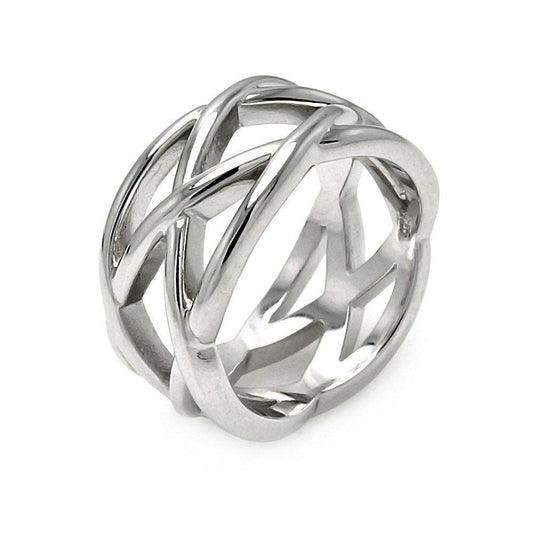 Rhodium Plated Sterling Silver 925 Braided Eternity Ring Band Sizes 5-10