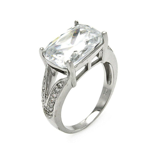 Rhodium Plated Sterling Silver 925 Rectangular Clear CZ Ring Band Sizes 5-10