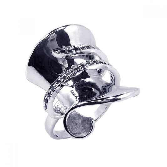 Sterling Silver 925 Rhodium Plated Coiled Snake Black CZ Wrap Ring Sizes 5-9