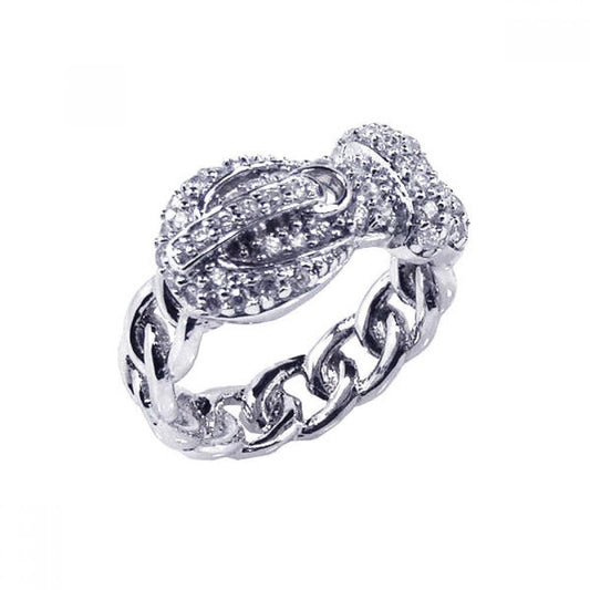 Sterling Silver 925 Rhodium Plated CZ Belt Miami Cuban Chain Link Ring Sizes 5-9