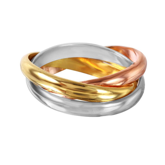 Sterling Silver 925 Rose Gold Plated Triple Rolling Band Movable Ring Sizes 5-10