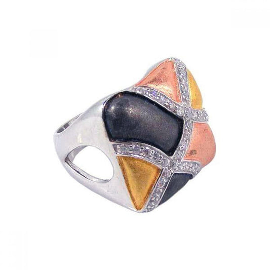 Sterling Silver 925 Rhodium Plated Criss Cross Knot CZ Square Ring Sizes 5-9