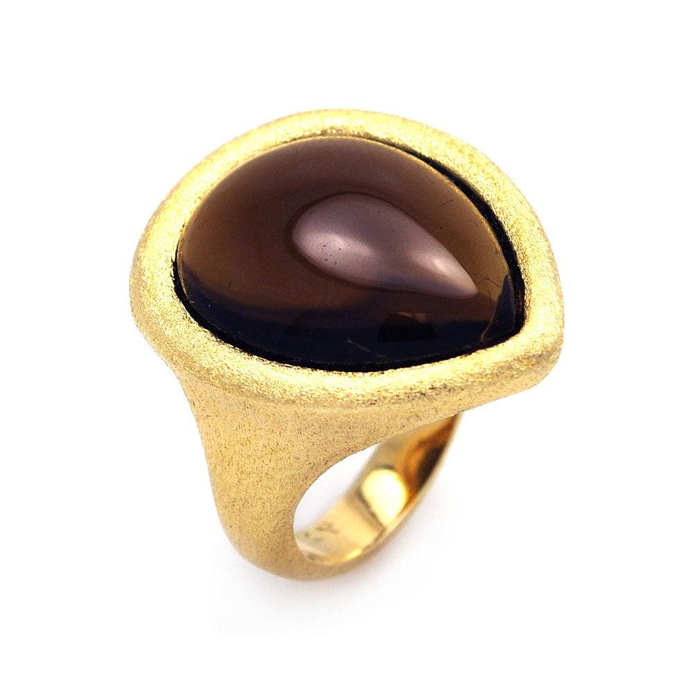Sterling Silver 925 Gold Plated Matte Finish Black Teardrop Cab Ring Sizes 5-9