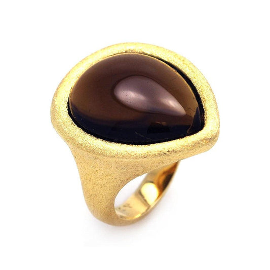 Sterling Silver 925 Gold Plated Matte Finish Black Teardrop Cab Ring Sizes 5-9
