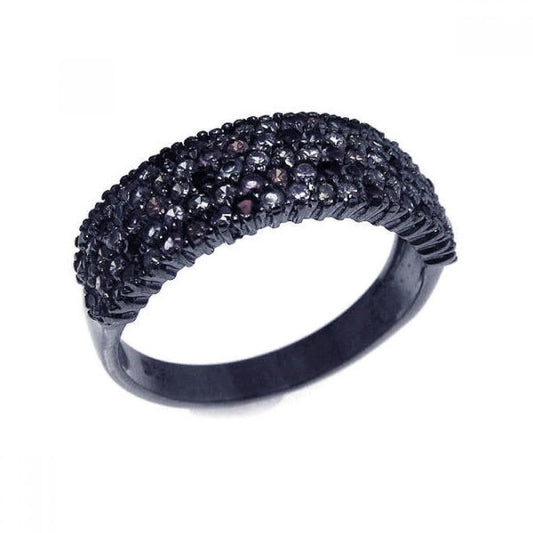 Sterling Silver 925 Black Rhodium Plated Multi Color Pave Set CZ Ring Sizes 5-9