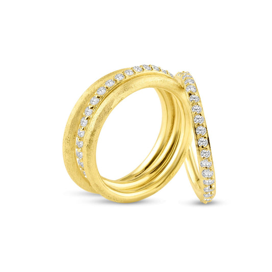 Sterling Silver 925 Gold Plated White CZ Eternity Ring Stacking Set Sizes 5-10