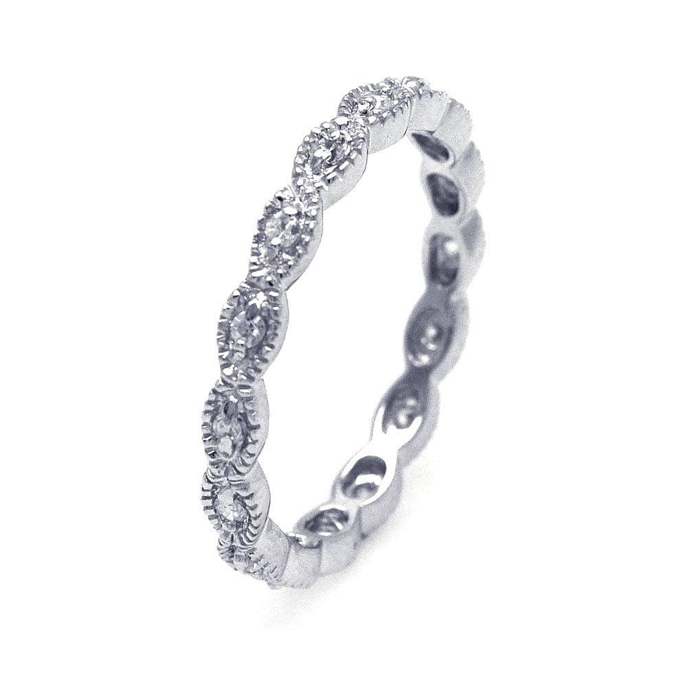 Sterling Silver 925 Rhodium Plated CZ Stackable Eternity Fashion Ring Sizes 5-9