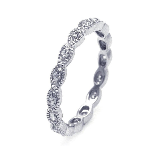 Sterling Silver 925 Rhodium Plated CZ Stackable Eternity Fashion Ring Sizes 5-9
