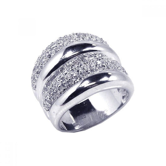 Sterling Silver 925 Rhodium Plated CZ Wide Large Finger Fashion Ring Sizes 5-8