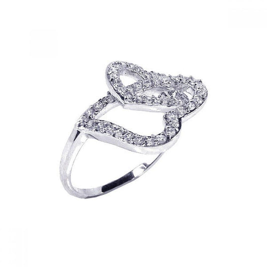 Sterling Silver 925 Rhodium Plated CZ Open Friendship Love Heart Ring Sizes 5-9