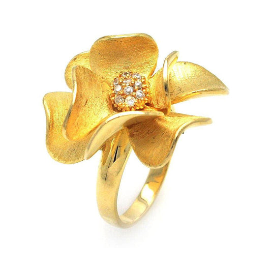 Sterling Silver 925 Gold Plated Hidden CZ Flower Nature Rose New Ring Sizes 5-8
